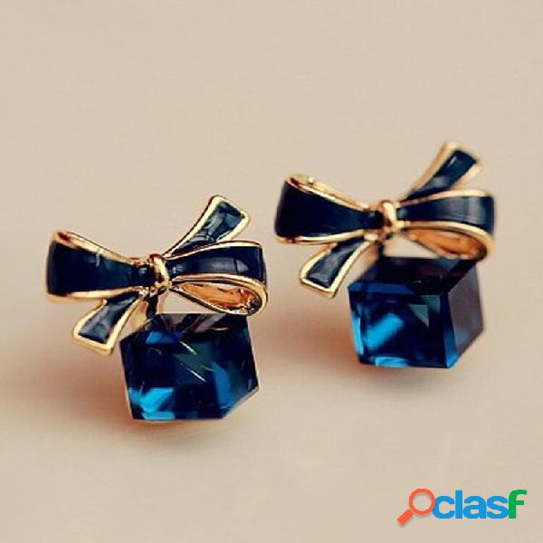 Moda Orelha Stud Brincos Tinta Azul Boekont Água Cube