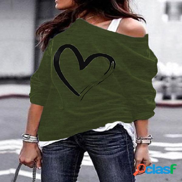 YOINS Green Graphic Print One Camiseta de manga comprida de
