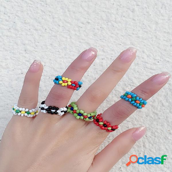 1 PC / 6 Pcs Set Brief Ins Colorful Anéis de contas de