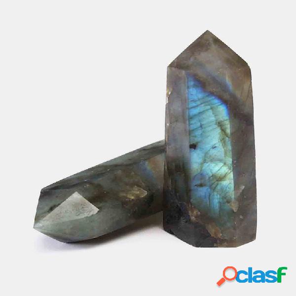 2 peças DIY Cristal Natural Labradorita Quartz Crystal DT