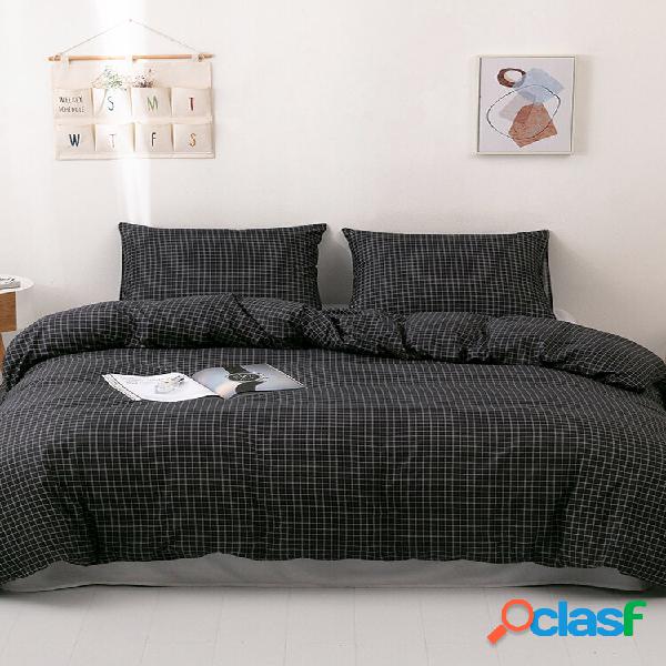 2/3 unidades Xadrez Padrão Conjunto de Lençois Comforter