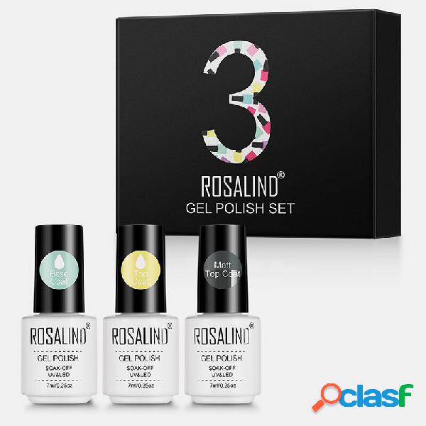 3Pcs Basic Unhas Kit Base de Cola Brasão Top Coat Matt Top