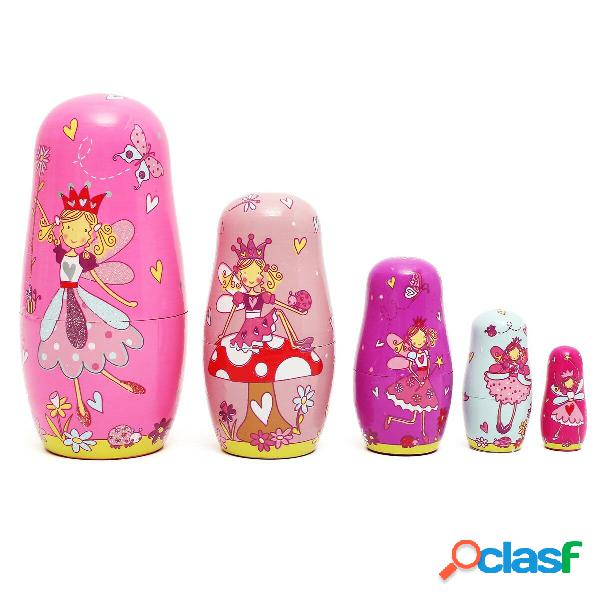 5 peças de anjo de madeira fada russa babushka matryoshka