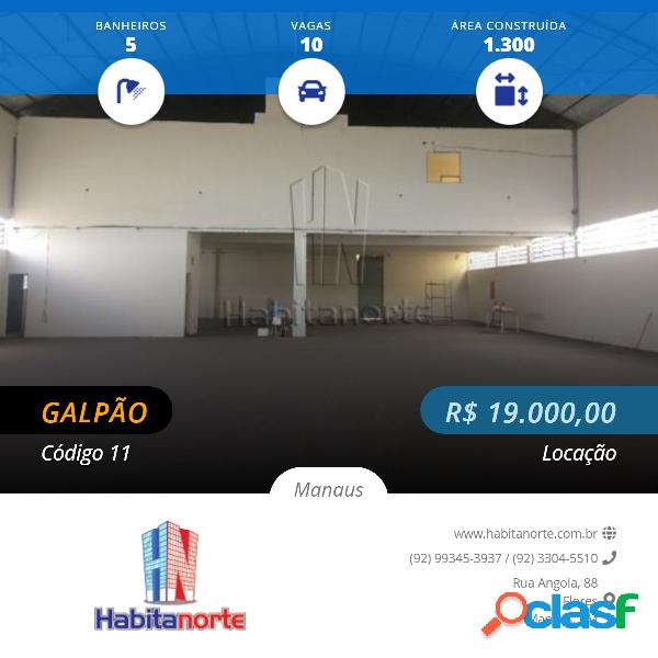 GALPÃO 1.300M² ALUGUEL NO SÃO FRANCISCO, MANAUS