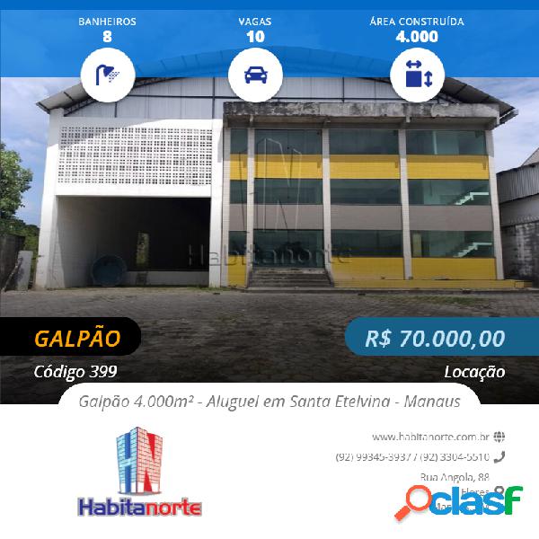 GALPÃO 4.000M² DE ÁREA TOTAL CONSTRUÍDA ALUGUEL EM SANTA