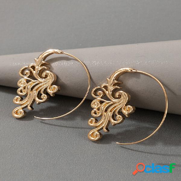 Mulheres ocas geométricas vintage Brincos Flor semicírculo
