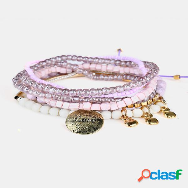 Pulseira Bohemian Feminina Pulseira Multicamada de Contas de