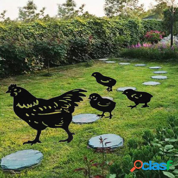 1 PC Acrílico Black Frango Hallow Out Enfeites de Jardim