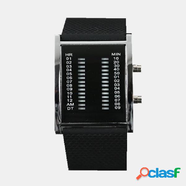 Binário LED Display Masculino Empresarial Watch Double Row