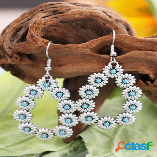 Liga vintage Trendy Turquesa Daisy Hollow Drop Brincos