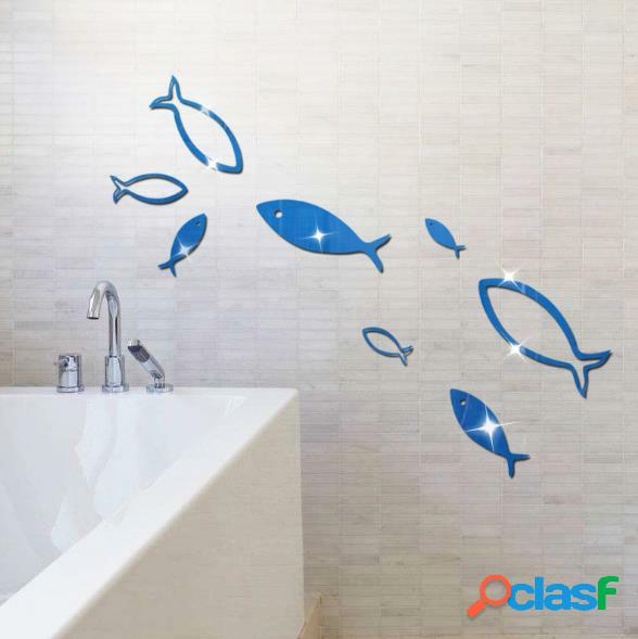 3D Fish Multi-color DIY Shape Mirror Wall Stickers Home Wall