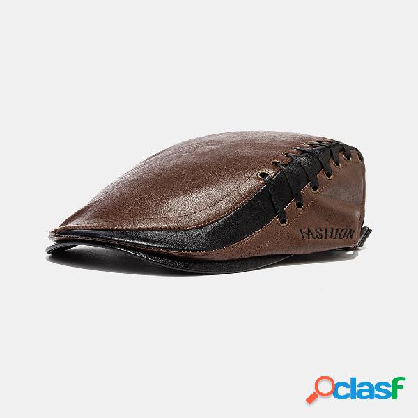 Bonés masculinos Artificia Couro Boné Casual Newsboy Boné