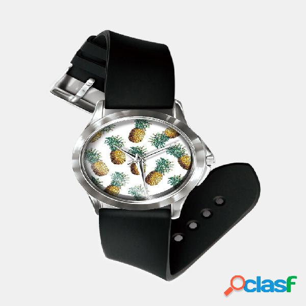Casual Fruit Printed Men Watch Abacaxi sem numeração