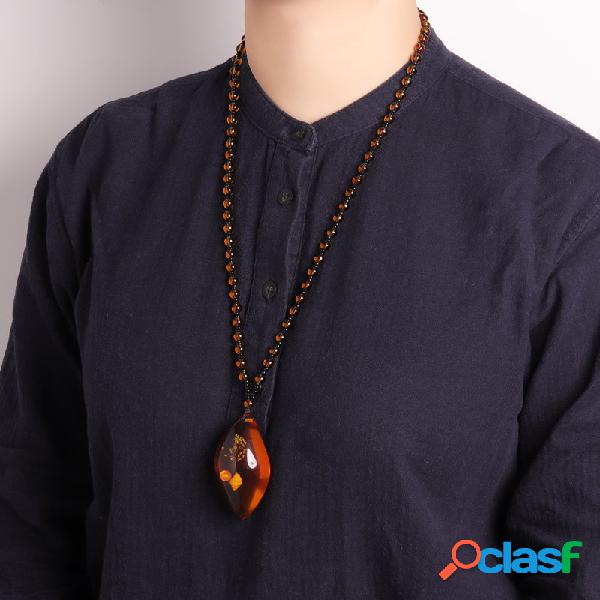Colar Vintage Étnico Geométrico Cera de Abelhas com Gotas