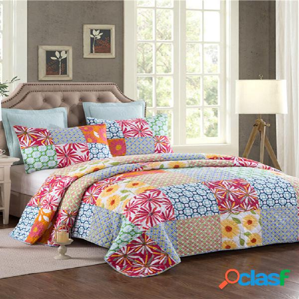 Conjunto de cama de 3 unidades de algodão tecido simples,