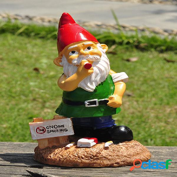 1 PC Resina Gnome Smoking Meditação Anão Barba Branca