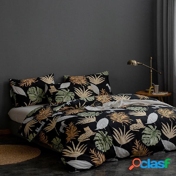 2/3 Pcs Folha Impressão Comfy Conjunto de Cama Capa de