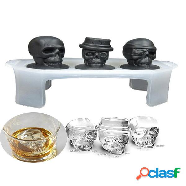 3D Caveira Gelo Cube Bandeja Halloween Molde de gelo