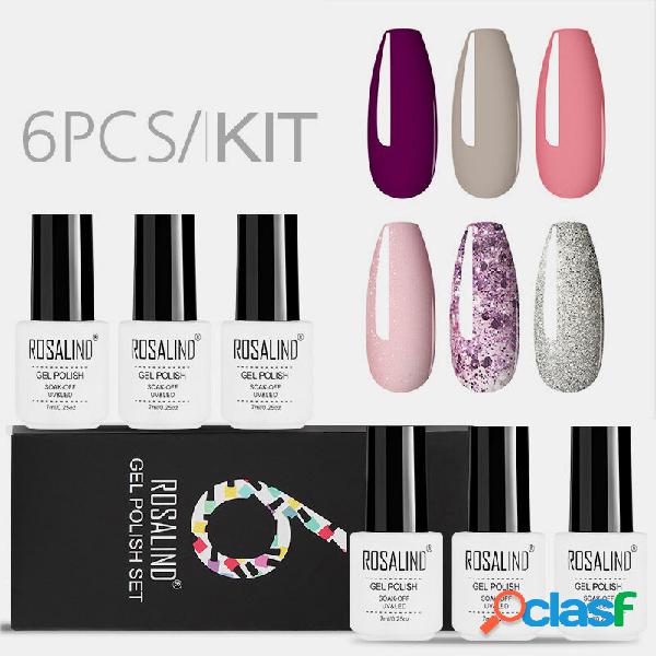 6 PCS Gel Unhas Conjunto de Polonês Cor Sólida Unhas Kit