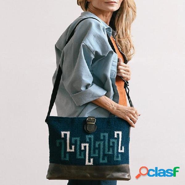Crossbody com estampa geométrica feminina de feltro Bolsa