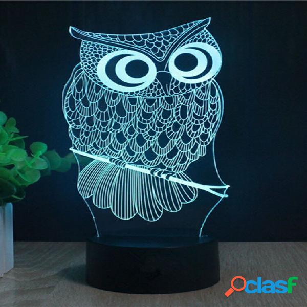 DecBest Owl 3D LED Lights Bateria USB Colorful Touch Control
