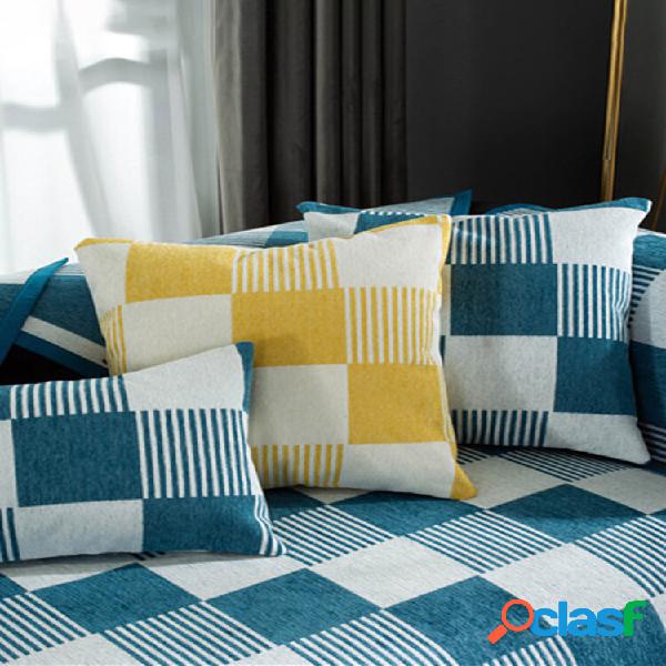 Almofada de sofá xadrez 1pc em chenille para sofá Almofada