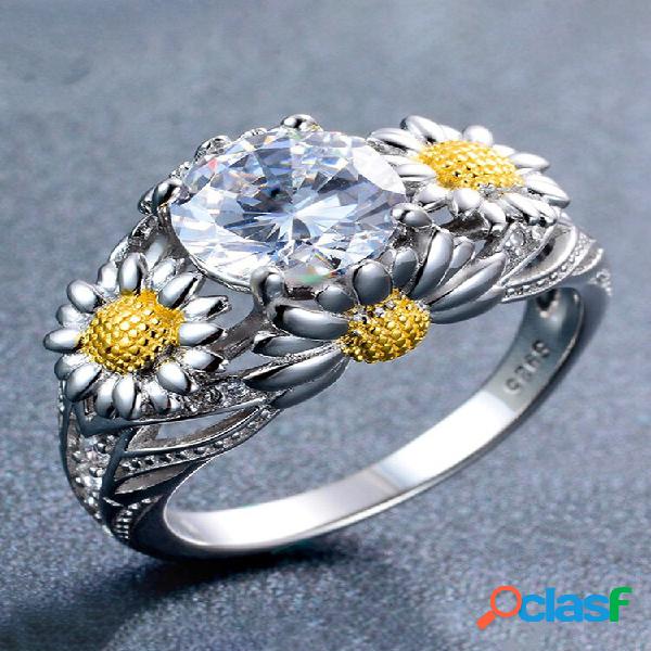 Anel Elegante Feminino de Óxido Platina Ouro Platinado