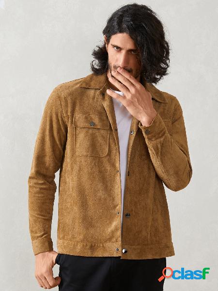 Casacos masculinos casual com gola virada para baixo