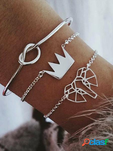 Pulseira de combinação em formato de coroa com nó de