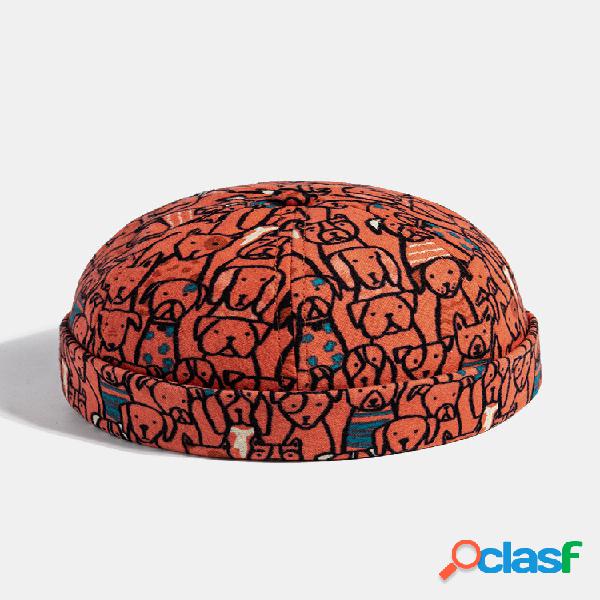 Unissex Cute Cartoon Cachorro Padrão Gorro casual Landlord