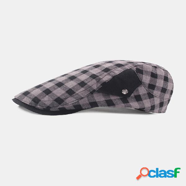 Xadrez masculino Padrão Patchwork Cor Casual Moda Sunvisor