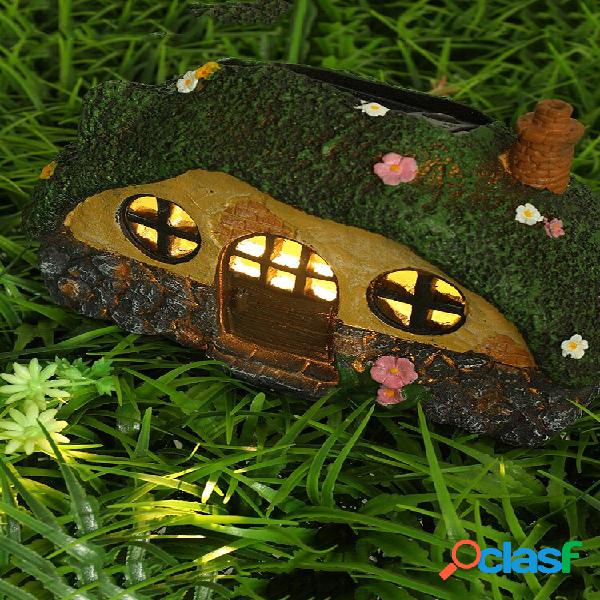 1 PC Resina Fairy House LED Luz de indução de controle de