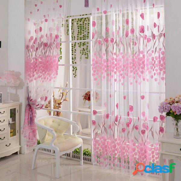 100x200cm Soft Tulle Tulip Flower Window Screen Home Sheer