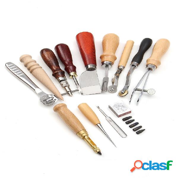 13 unidades / conjunto de ferramentas de couro artesanal DIY