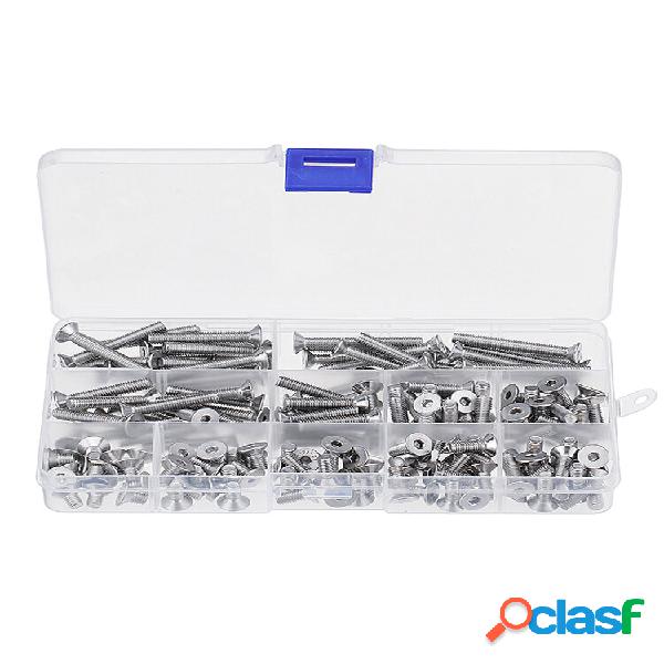 165 Pcs M5 304 Aço Inoxidável Sextavado Parafuso de