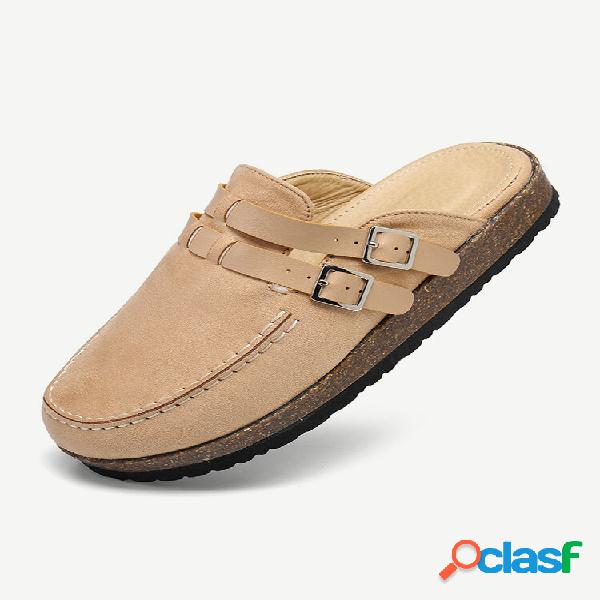 Mulheres Buckle Decoração Largura Fit Slip On Suede