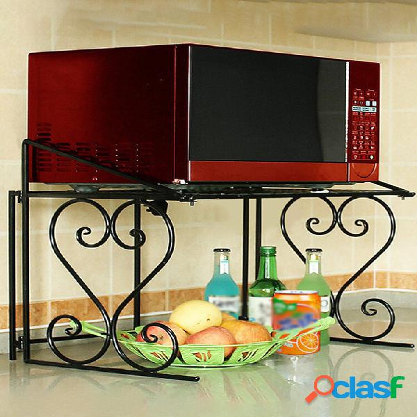 Rack de forno de microondas de 2 camadas Organizador de