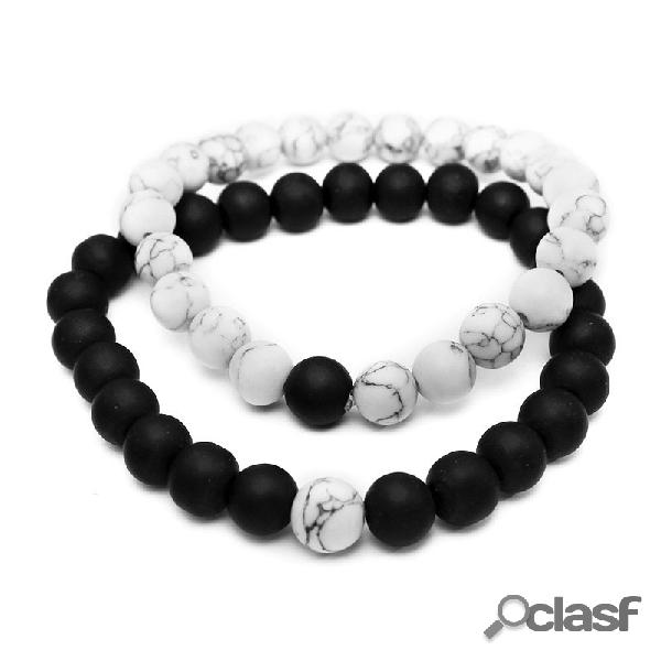 2Pcs Branco Turquesa Handmade Energia Beaded Bracelet Couple