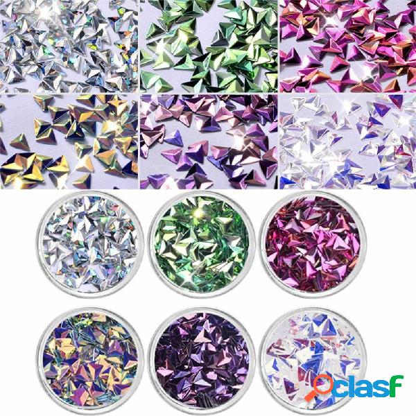 6 Garrafas / Set Triângulo Sequins de unhas Decoração de