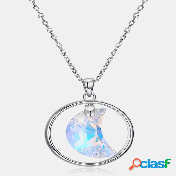 925 Sterling Silver Shining Zirconia Colar de Cristal Dangle