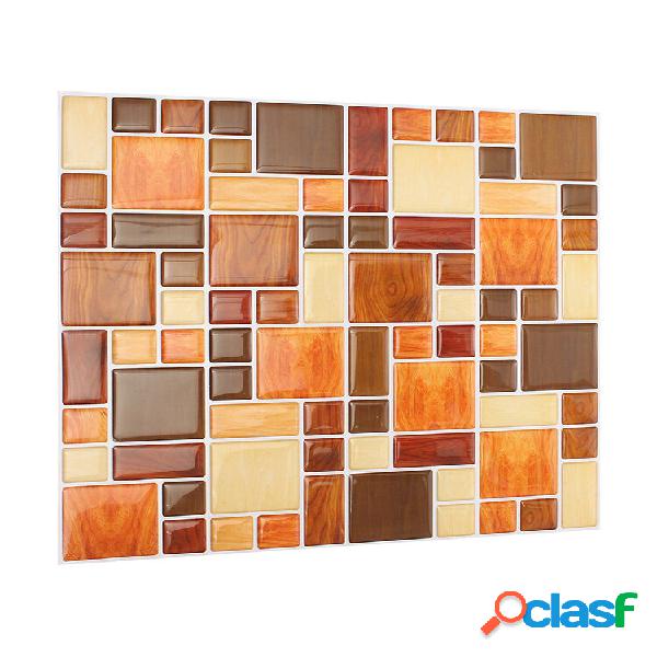 Adesivo 3D Castanho Mosaico de Telha Para Parede Papel
