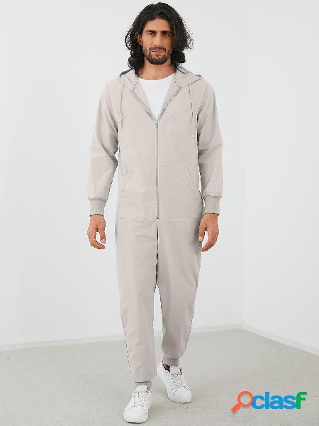 MACACÃO YOINS BASICS Moda masculina com zíper com capuz e