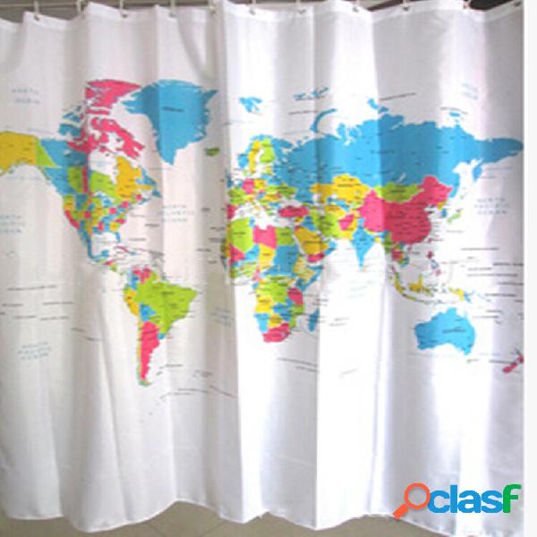 180cm x 180cm Creative World Map Padrão Cortina de chuveiro