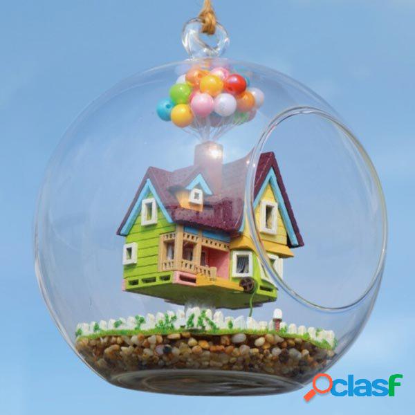 DIY House Flying House Bola de vidro com lâmpada brinquedos