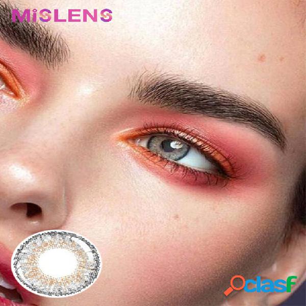 Lentes de contato coloridas anuais de três tons cinza sem