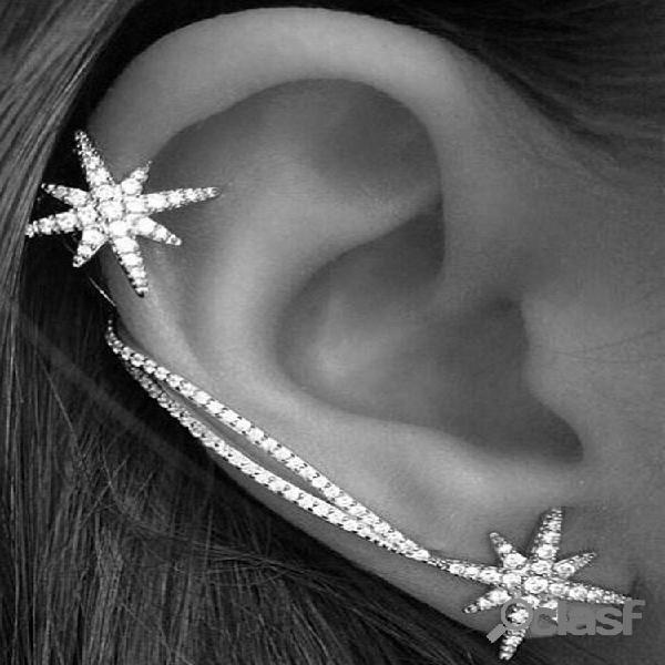 Trendy Snow Drop Brincos Strass assimetria Brinco Clip para