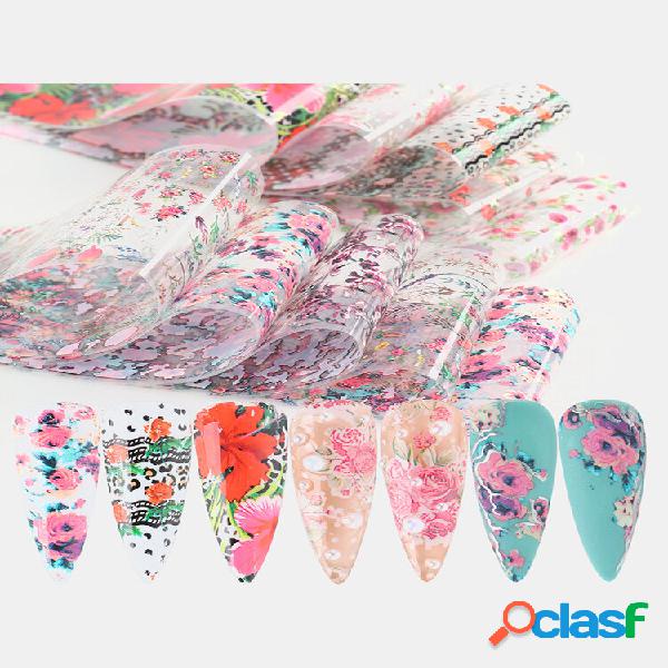 10 Pcs Adesivo artístico de unha Rose Leopard Starry Sky