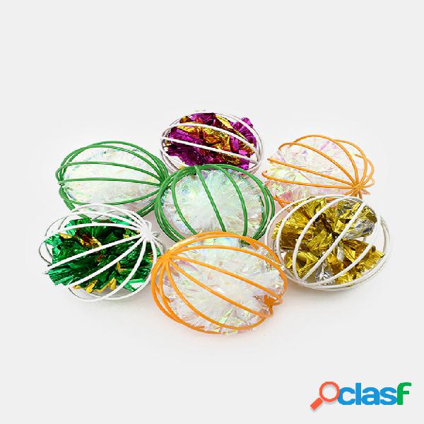 1Pc Ringing Paper Ball Pet Cat Toy Hollow Colorful Iron Bell