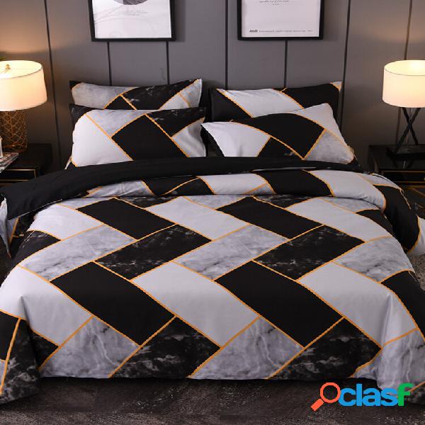 2/3 PCS Marble Preto e Branco Geométrico Padrão Conjunto