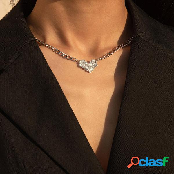 Colar de diamante vintage pêssego Coração Pingente colar